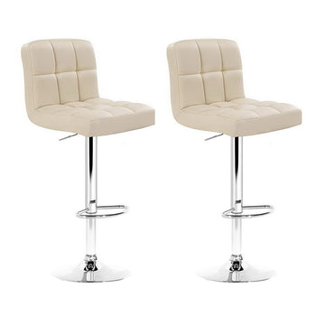 Artiss Bar Stools Set of 2 Gas Lift Tufted PU Leather Beige