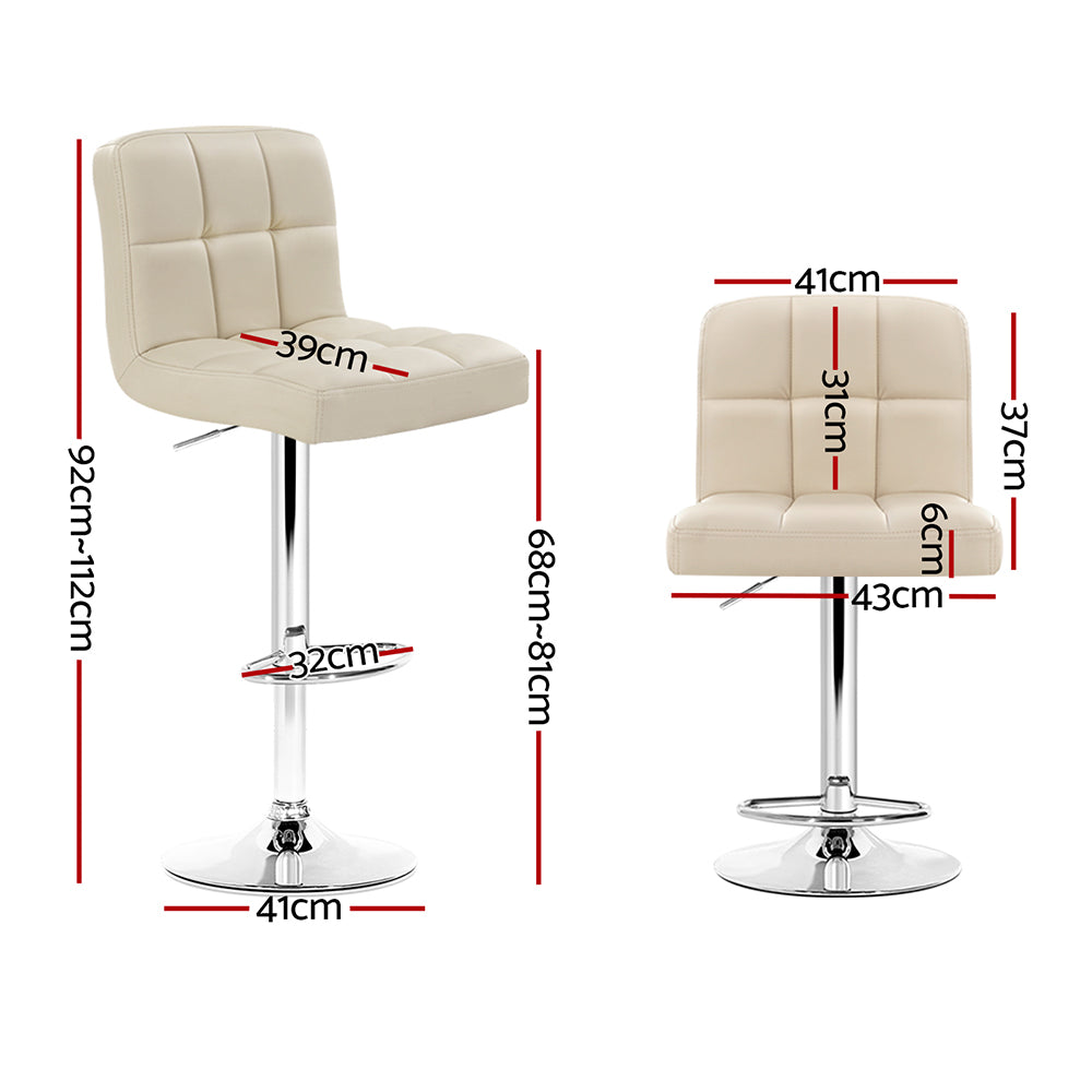 Artiss Bar Stools Set of 2 Gas Lift Tufted PU Leather Beige