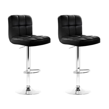 Artiss Gas Lift Bar Stools Set of 2 Tufted PU Leather Black