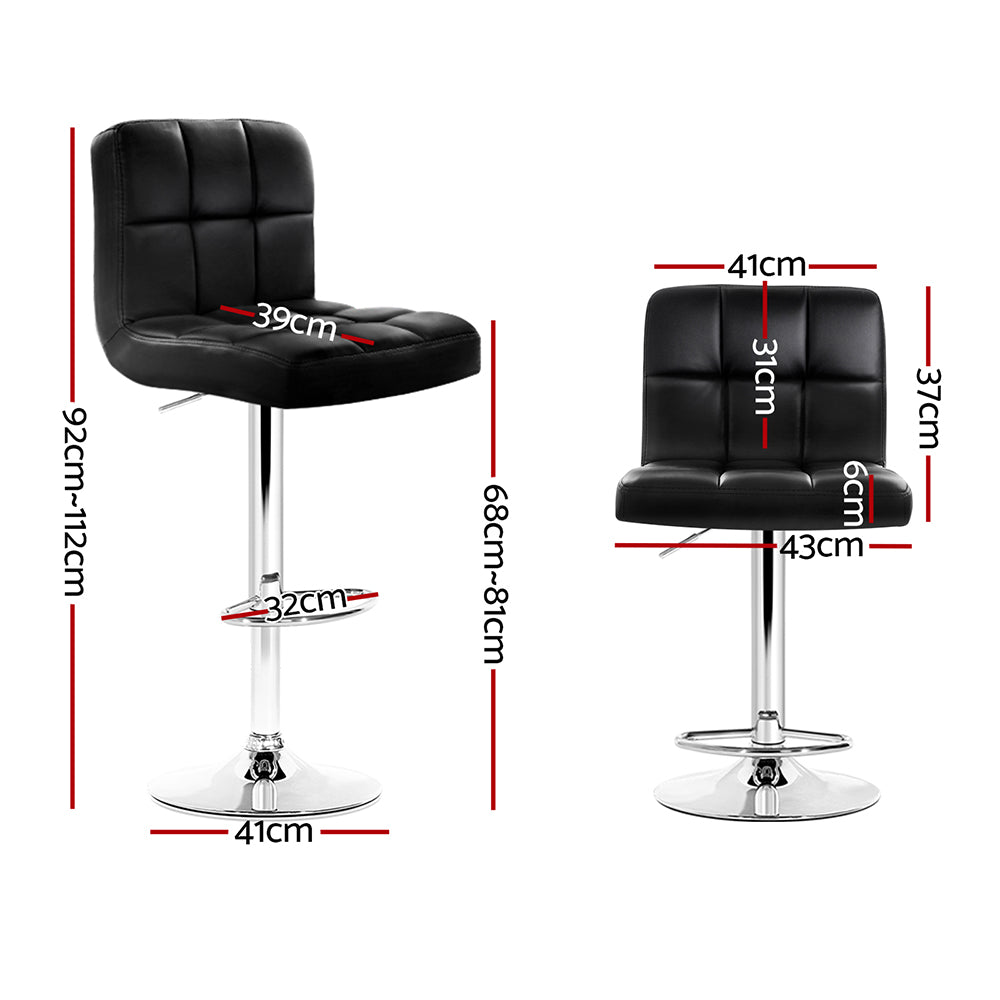 Artiss Gas Lift Bar Stools Set of 2 Tufted PU Leather Black