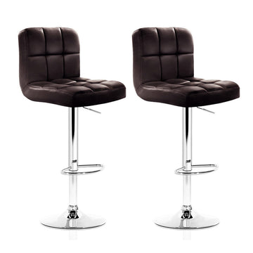 Artiss Gas Lift Bar Stools Tufted PU Leather Swivel Brown