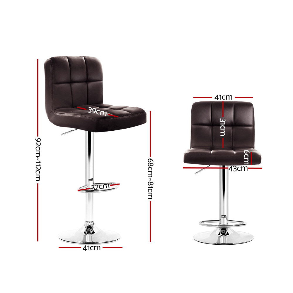 Artiss Gas Lift Bar Stools Tufted PU Leather Swivel Brown