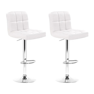 Artiss PU Leather Bar Stool Gas Lift Height Adjustable Swivel White