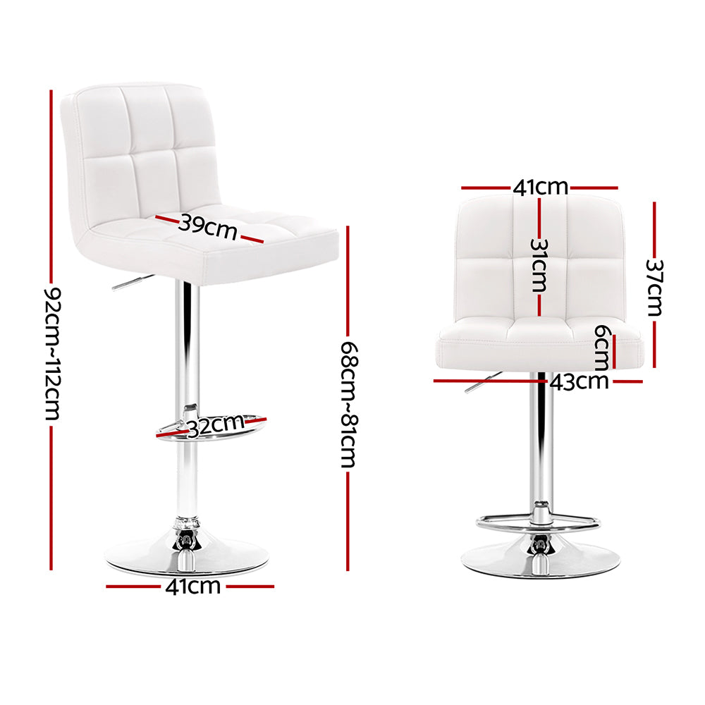 Artiss PU Leather Bar Stool Gas Lift Height Adjustable Swivel White