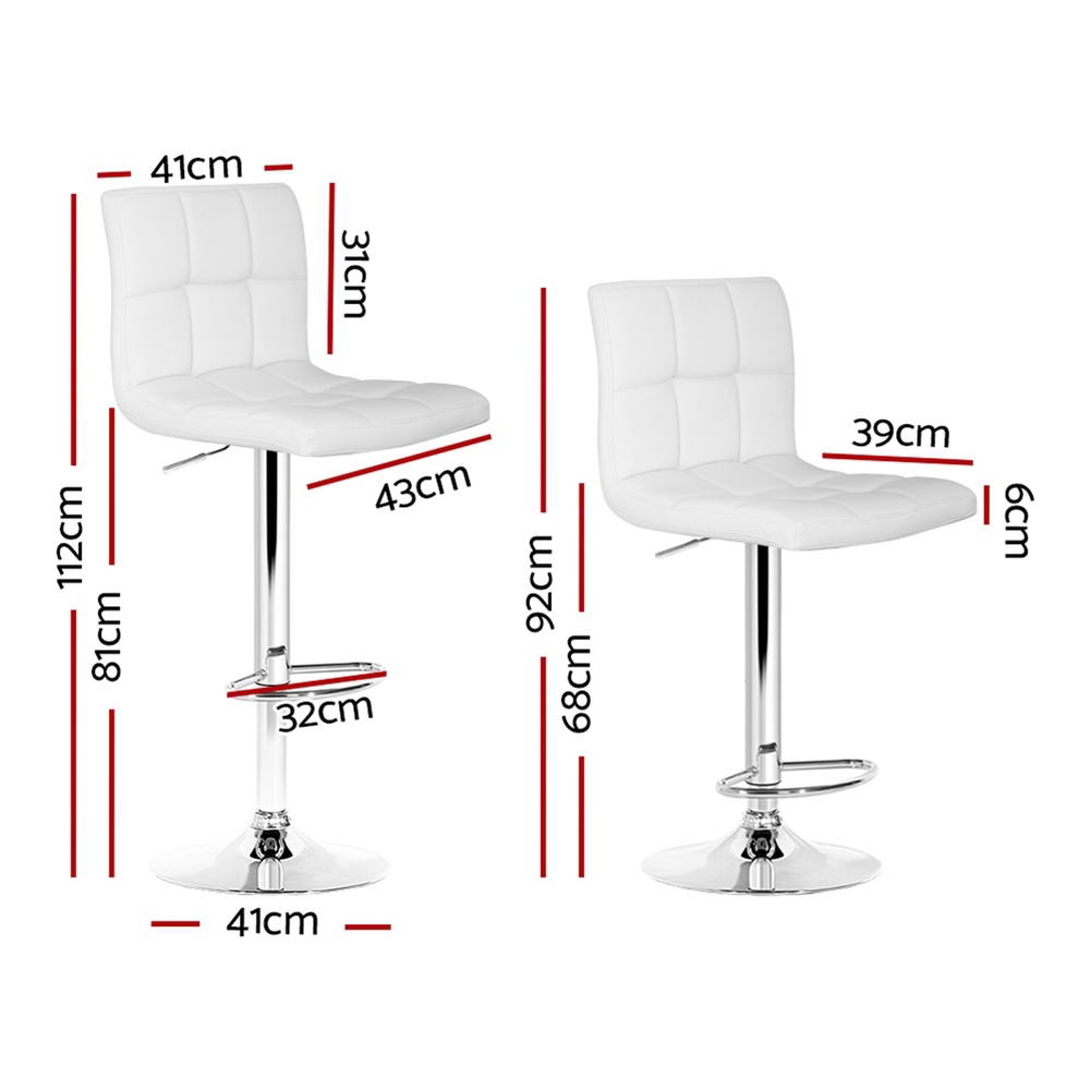 Artiss Bar Stools Gas Lift White PU Leather 4 Pack