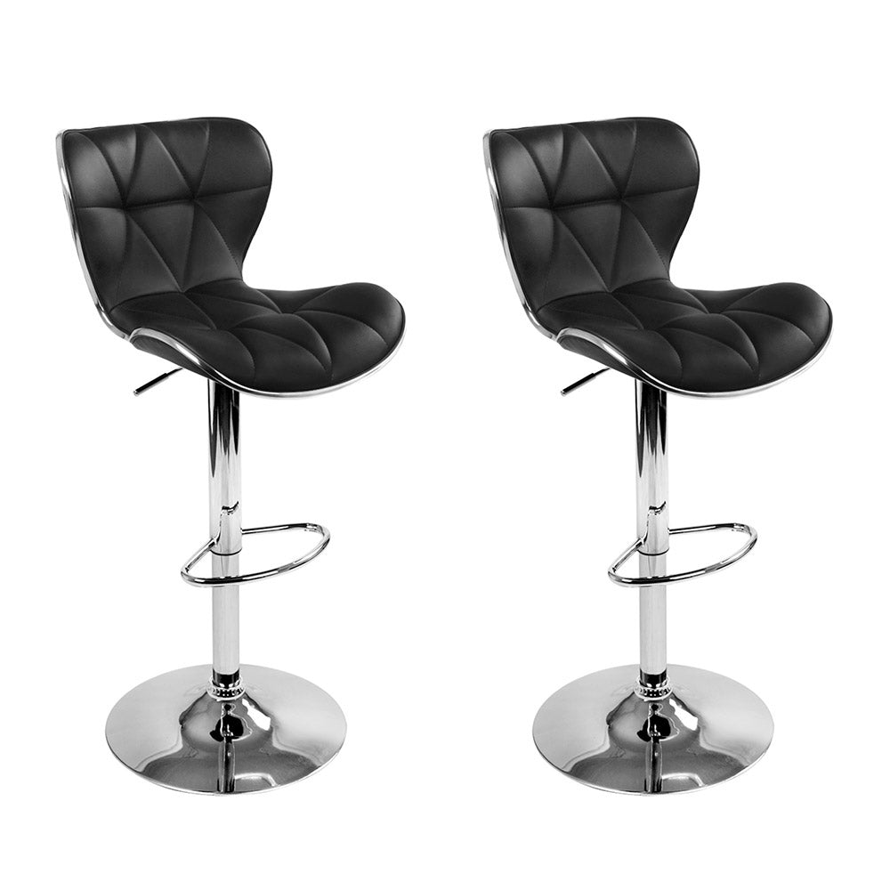 Artiss Gas Lift Bar Stool Set of 2 PU Leather Seat Black