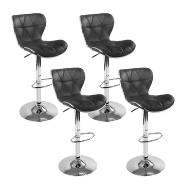 Artiss Gas Lift Bar Stool Set of 4 PU Leather Seat Black