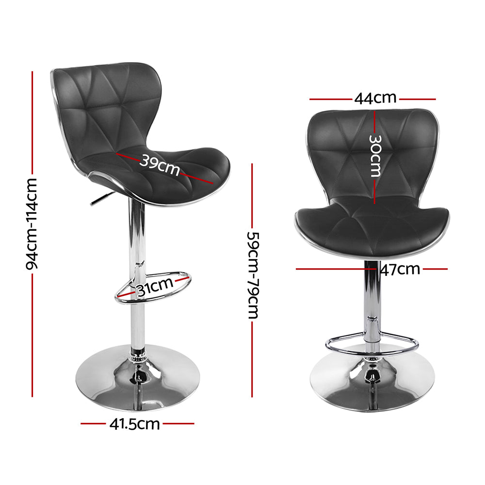 Artiss Gas Lift Bar Stool Set of 4 PU Leather Seat Black