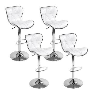 Artiss Gas Lift Bar Stool Set of 4 PU Leather Seat White
