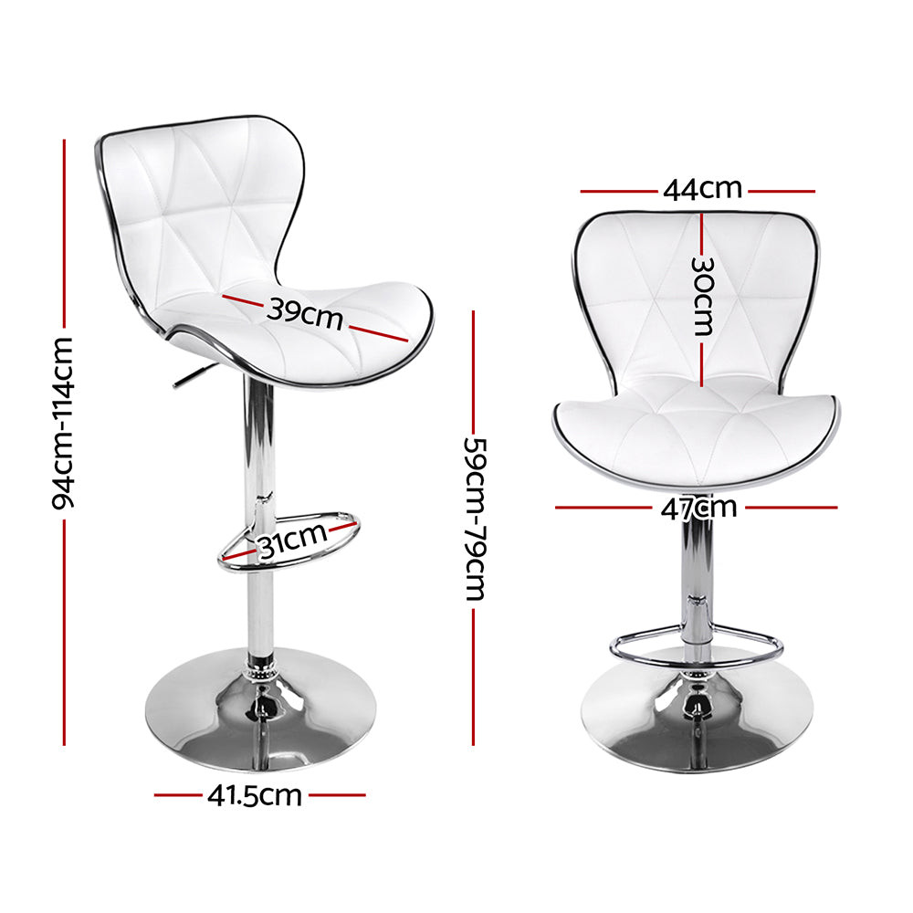 Artiss Gas Lift Bar Stool Set of 4 PU Leather Seat White