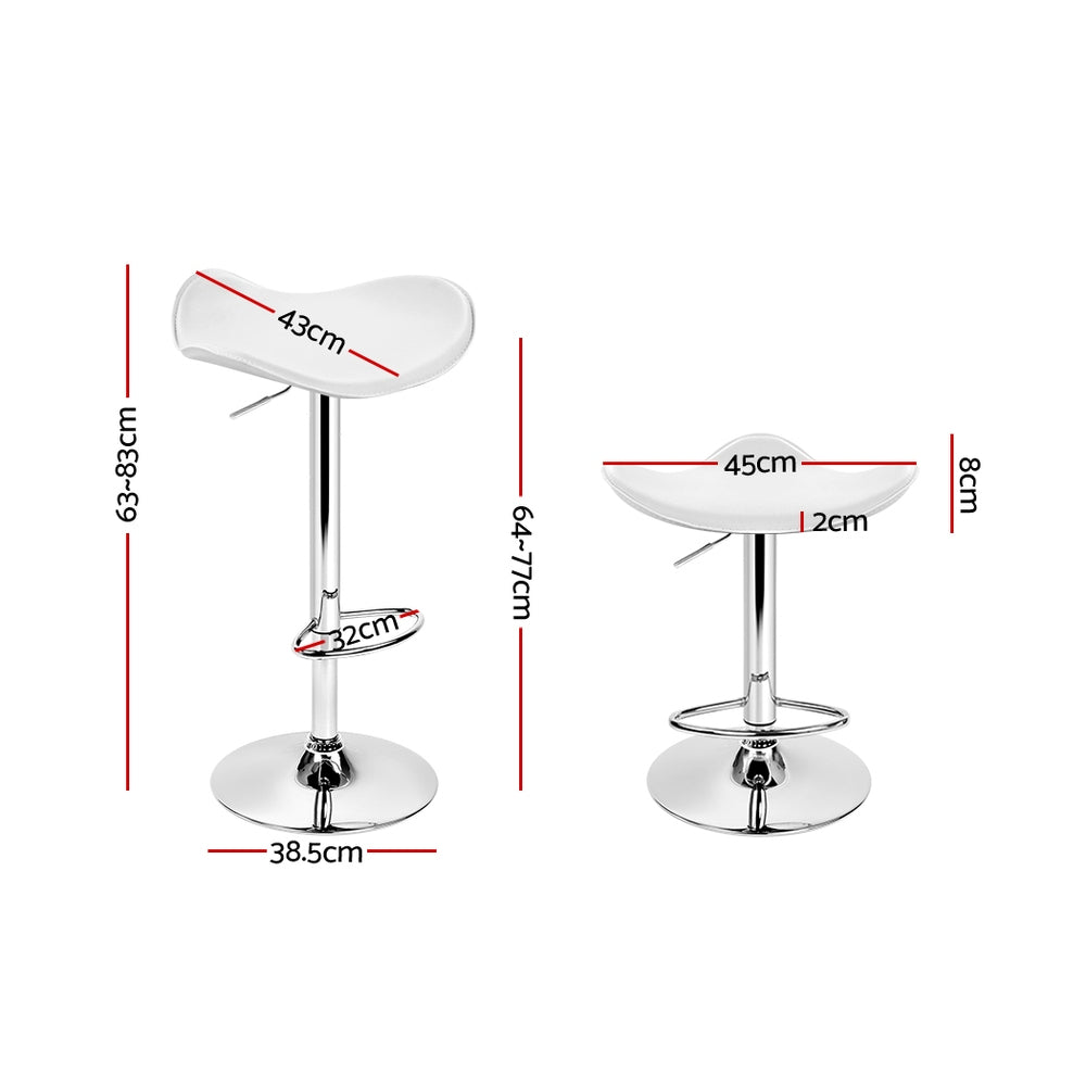 Artiss Gas Lift Bar Stools Set of 2 PU Leather White