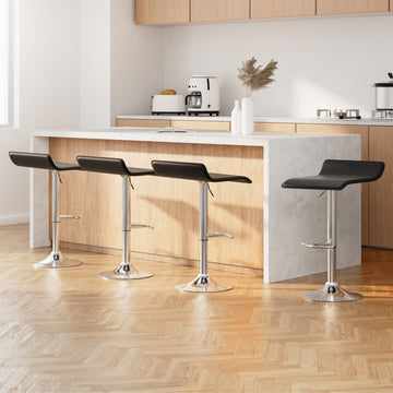 Artiss Gas Lift Bar Stools PU Leather Curved Seat Black