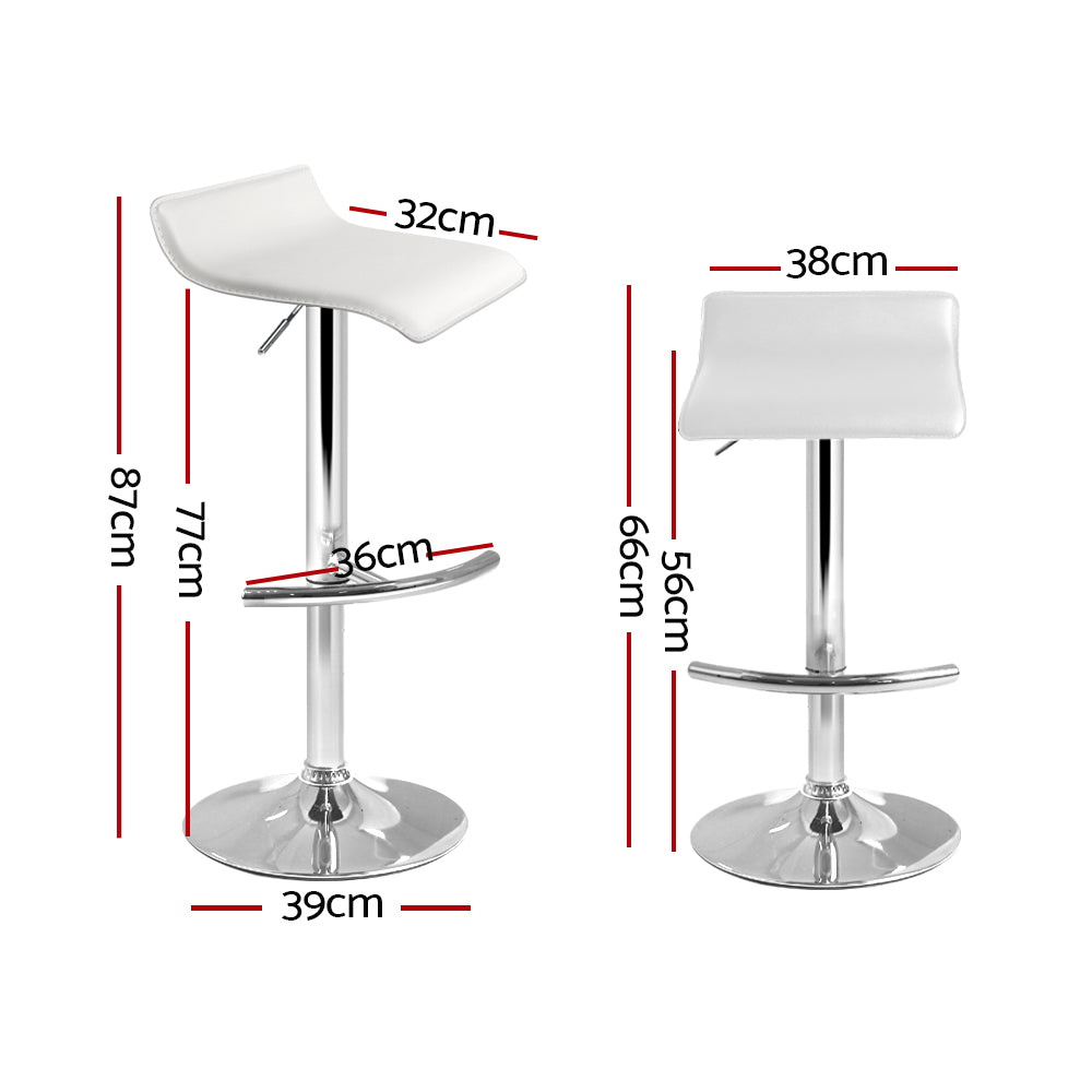 Artiss Height Adjustable Gas Lift Bar Stool PU Leather White