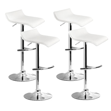 Artiss Adjustable Gas Lift Bar Stool Set of 4 PU Leather White