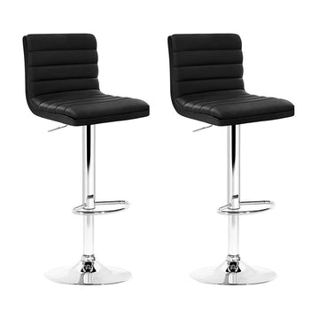 Artiss Gas Lift Bar Stools Padded PU Leather Swivel Black
