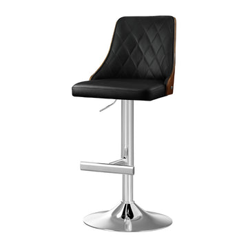 Artiss Adjustable Bar Stool Black Leather Bentwood Swivel 95-117cm
