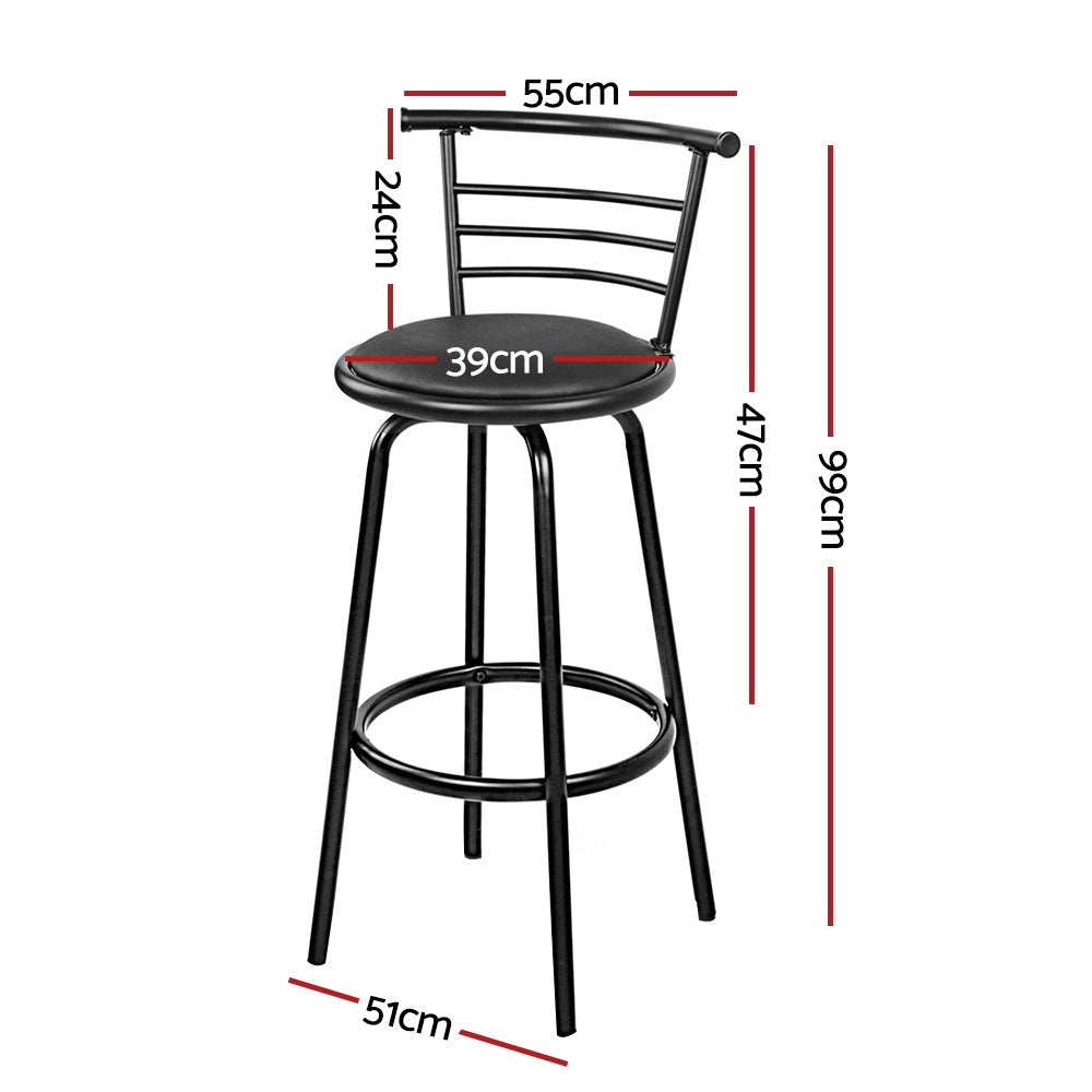 Artiss Swivel Bar Stool Metal Frame Curved Back PU Leather Black