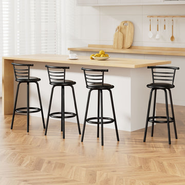 Artiss Swivel Bar Stool Metal Frame Curved Back PU Leather Black