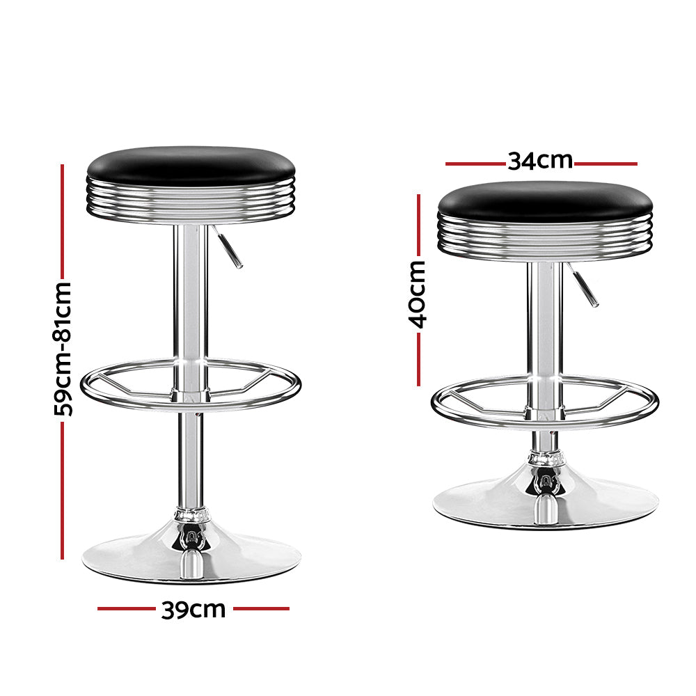 Artiss Backless PU Leather Bar Stool Gas Lift Height Adjustable Black