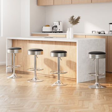 Artiss Retro Bar Stool Gas Lift Swivel PU Leather Black