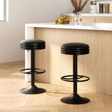Artiss Gas Lift Bar Stool PU Leather Padded Swivel Black