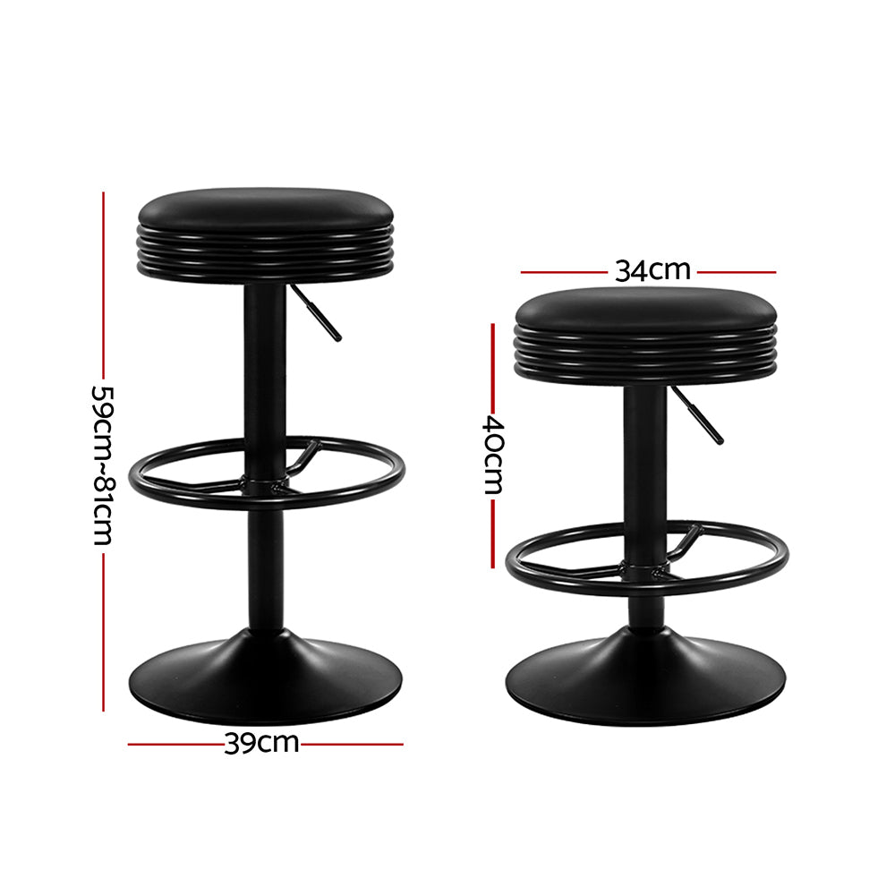 Artiss Gas Lift Bar Stool PU Leather Padded Swivel Black