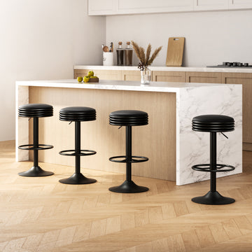 Artiss Gas Lift Bar Stools Leather Padded Black