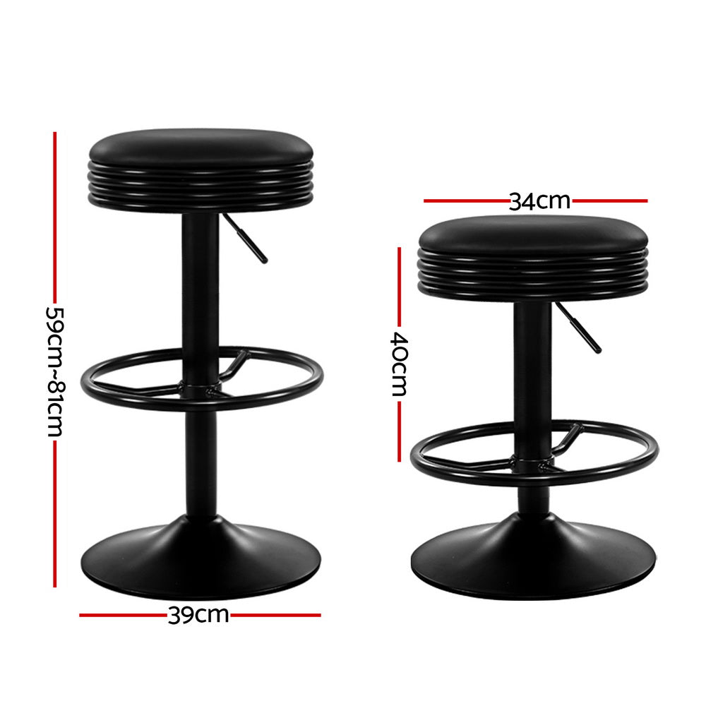 Artiss Gas Lift Bar Stools Leather Padded Black