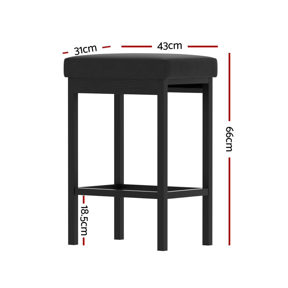 Artiss Metal Bar Stool Memory Foam PU Seat Dining Counter Black