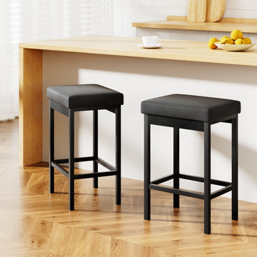 Artiss Metal Bar Stool Memory Foam PU Seat Dining Counter Black