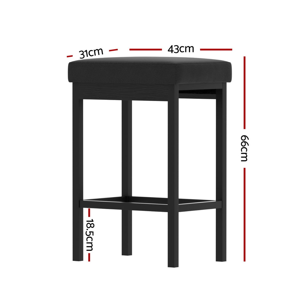 Artiss Metal Bar Stool Memory Foam PU Seat Set of 4 Black