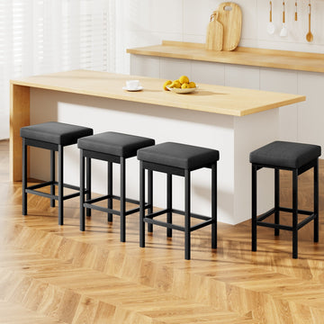 Artiss Metal Bar Stool Memory Foam PU Seat Set of 4 Black