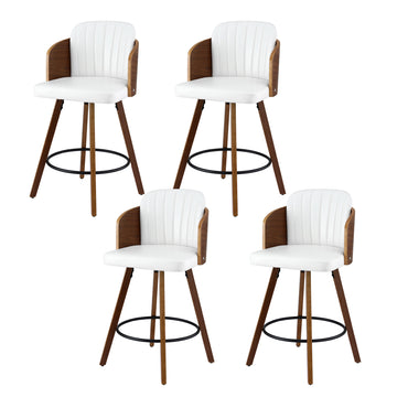 Artiss Bar Stools Set of 4 Swivel PU Seat Wooden Legs 58cm