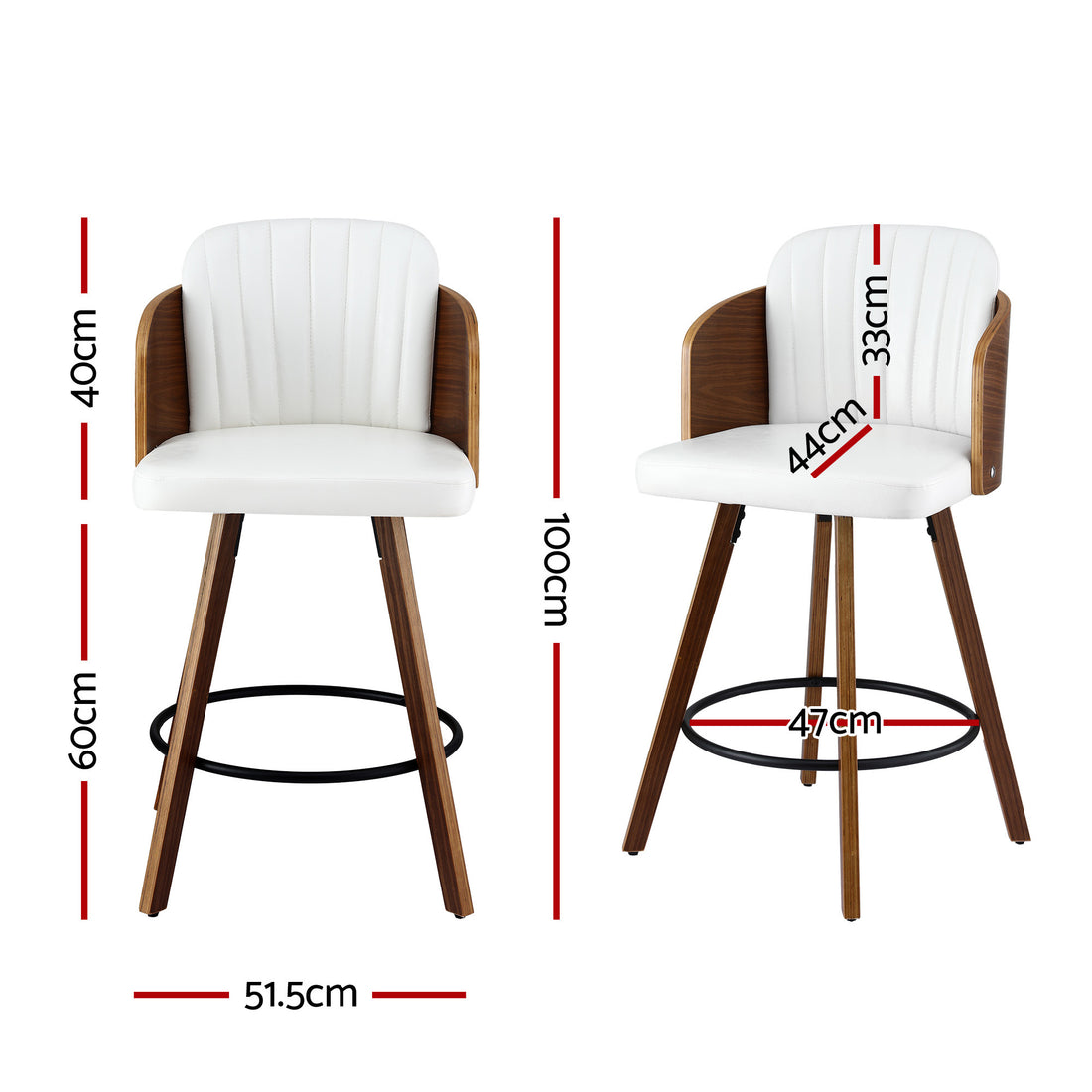 Artiss Bar Stools Set of 4 Swivel PU Seat Wooden Legs 58cm
