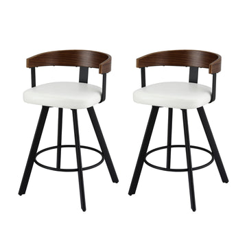 Artiss Bar Stools Set of 2 Swivel Bentwood Backrest White PU