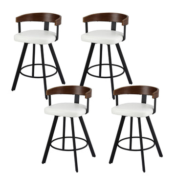 Artiss Bar Stools Set of 4 Swivel Bentwood Backrest White PU