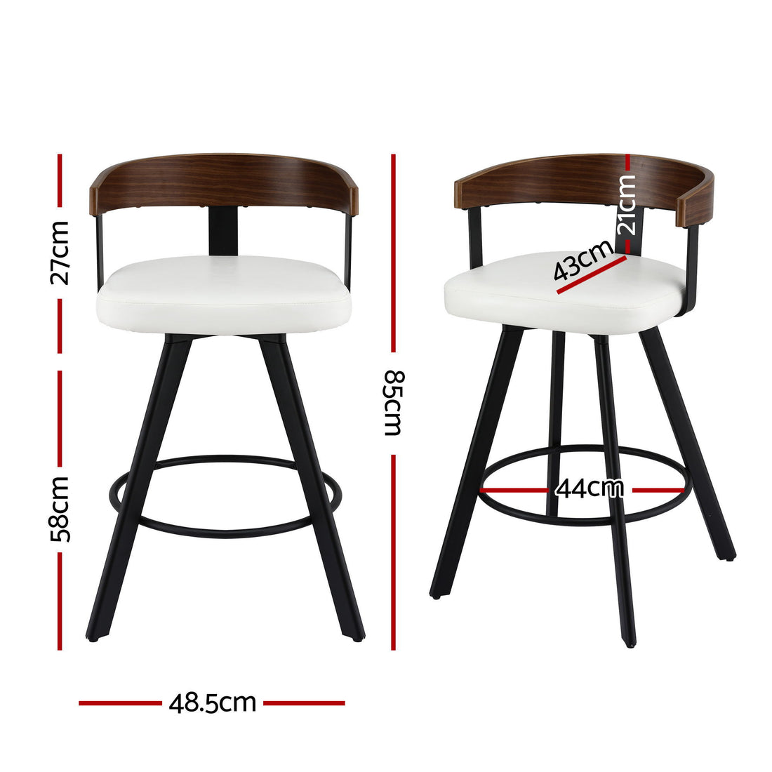 Artiss Bar Stools Set of 4 Swivel Bentwood Backrest White PU