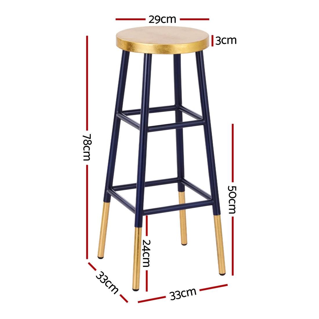 Artiss Metal Bar Stool Two-Tone Gold Navy Gilded Round Seat