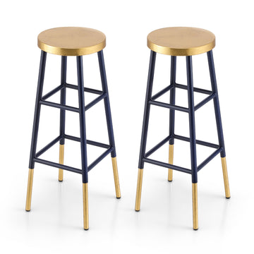 Artiss Metal Bar Stool Two-Tone Gold Navy Gilded Round Set of 2