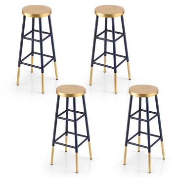Artiss Metal Bar Stool Two-Tone Gold Navy Gilded Round Set of 4
