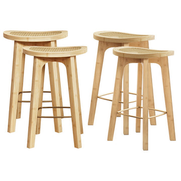 Artiss Bar Stools Set of 4 Natural Bamboo Rattan 67cm