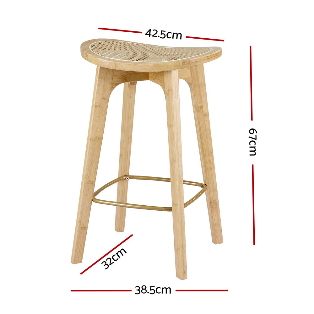 Artiss Bar Stools Set of 4 Natural Bamboo Rattan 67cm