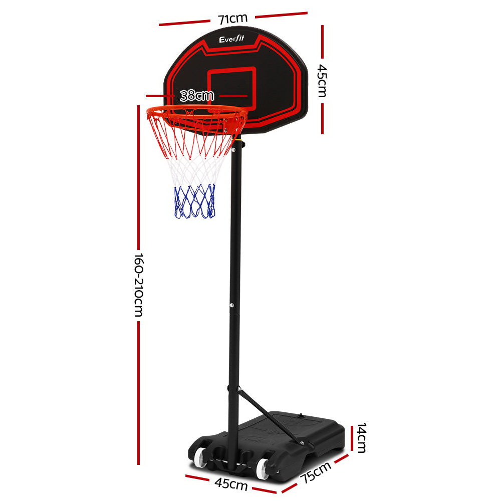 Everfit Basketball Hoop System Height Adjustable 2.1M Black