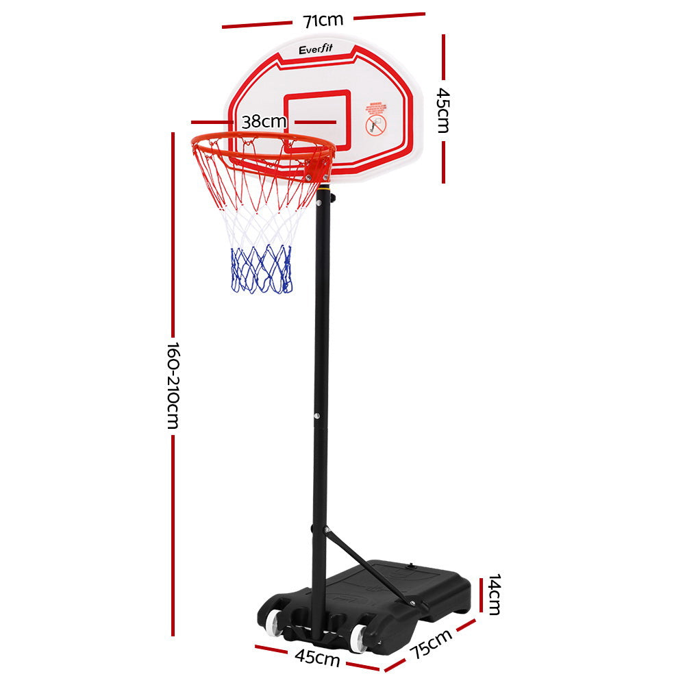 Everfit Basketball Hoop System Height Adjustable 2.1M White