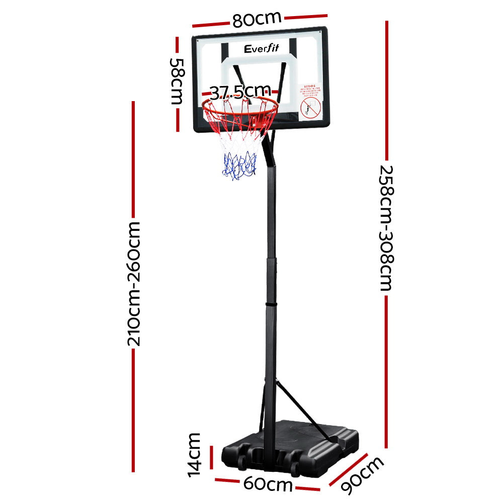Everfit Portable Basketball Hoop System Height Adjustable 2.6M