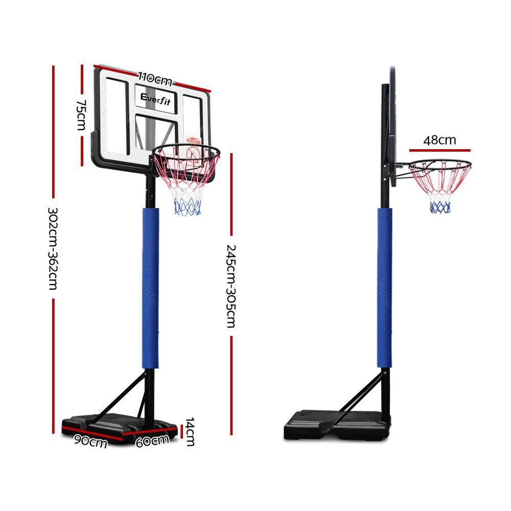 Everfit Portable Basketball Hoop System Height Adjustable 3.05M Blue