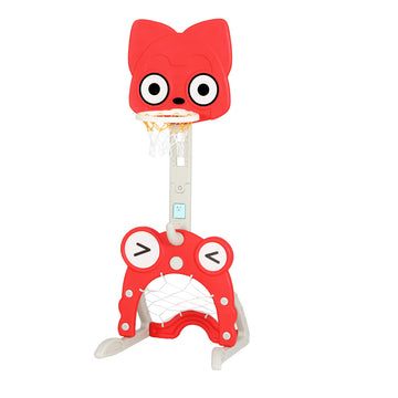 Keezi Kids Basketball Hoop Stand 5-in-1 Activity Centre Height Adjustable Red