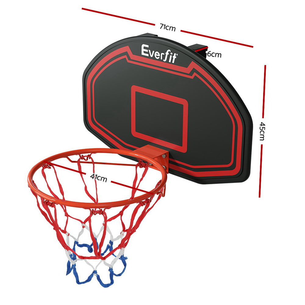 Everfit Door Mounted Basketball Hoop 38 inch Shatterproof HDPE Backboard Black