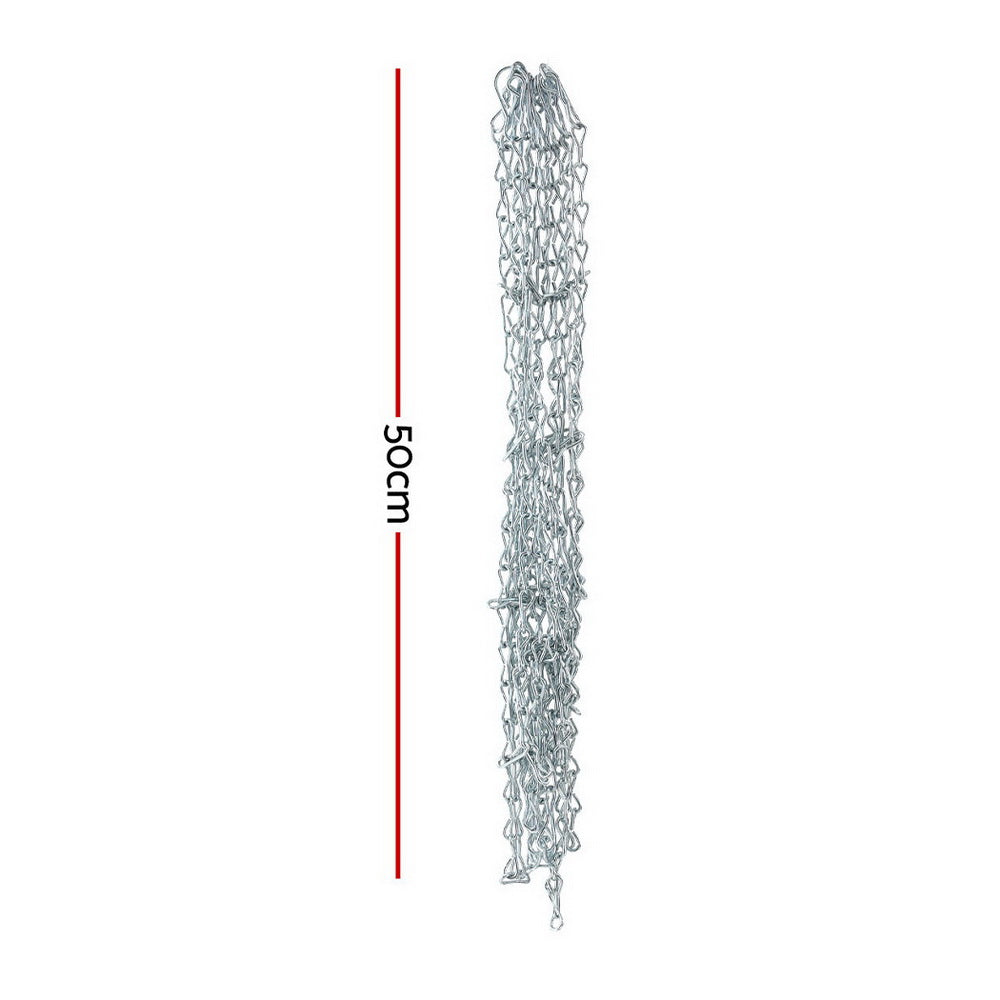 Everfit Basketball Chain Net Replacement 50cm Steel 12 Hooks Silver