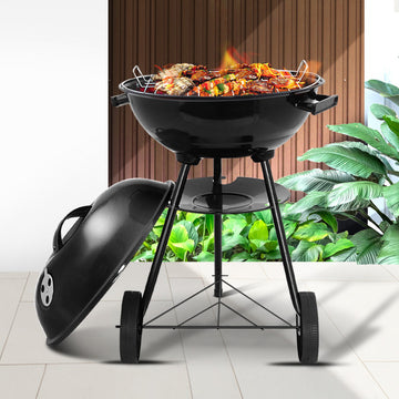Grillz Charcoal BBQ Smoker Portable Steel 44cm